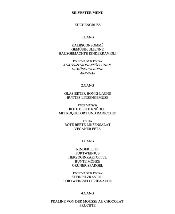 SILVESTER MENÜ 25